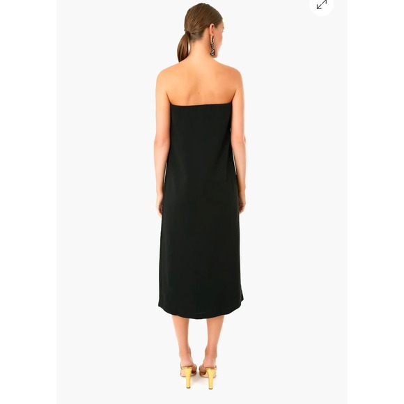 Tuckernuck Strapless Black Noir Crepe Marin Formal Midi Dress Medium New w/ Tags - Picture 7 of 15
